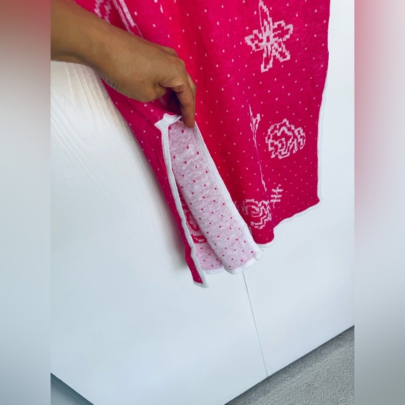 YanYan Munzi Cheongsam Asian Style Jacquard Linen Midi Dress Pink Small - Picture 10 of 15